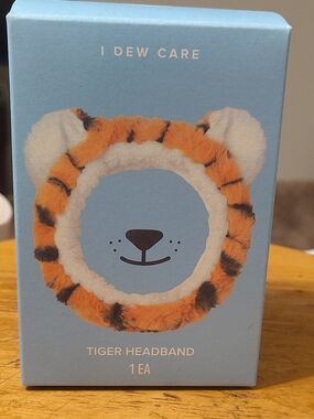 I Dew Care Tiger Headband - Orange Plush Makeup Headband